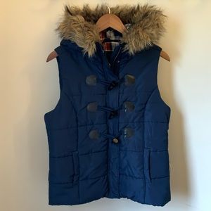 Blue Fur Puff Vest